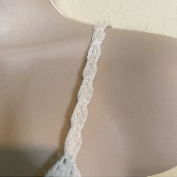 Crotchet Knit Cream Boho Festival Tank Top Size Small S - Picture 6 of 15